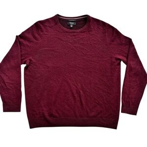 100%Cashmere Nordstrom Sweater Burgundy Crew Neck Luxury Minimalist Size XL